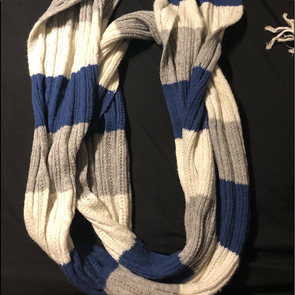 Blue gray and white scarf